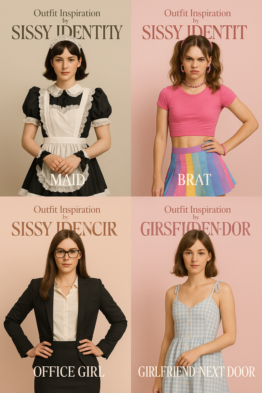 Outfit Inspiration by Sissy Identity (Maid, Brat, Office Girl, etc.)​