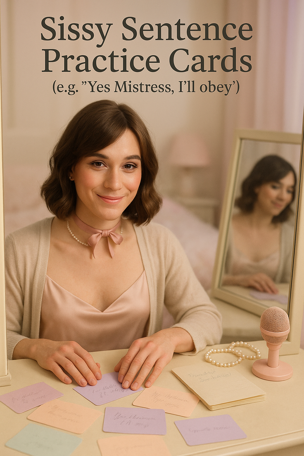 Sissy Sentence Practice Cards (e.g., “Yes Mistress, I’ll obey”)​
