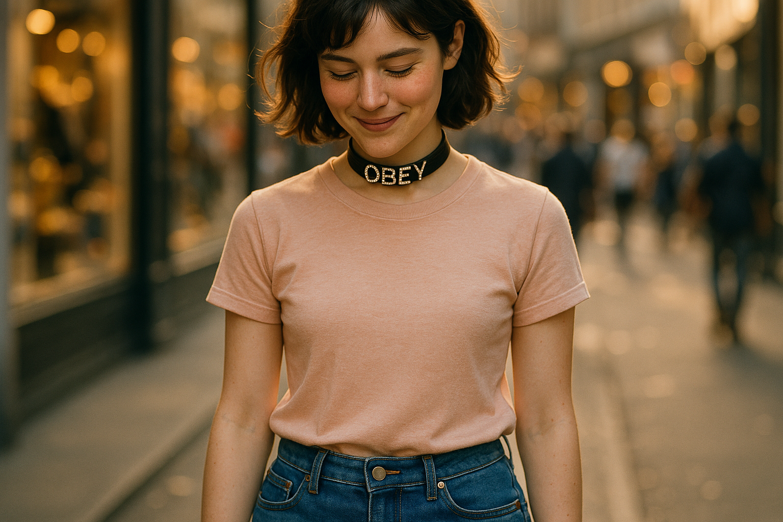 Wear a choker that says “Obey” or “Owned”