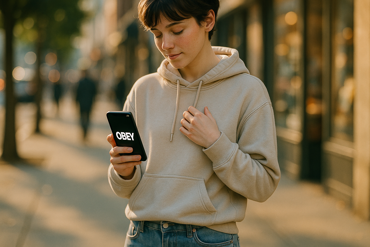 Set phone to flash “Obey” every 30 minutes