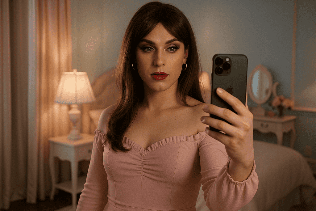 MTF beginner using phone back camera to take clear makeup selfie.