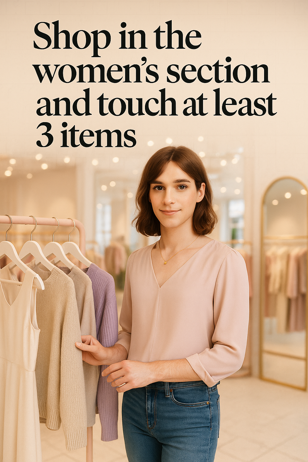 Shop in the Women’s Section and Touch at Least 3 Items