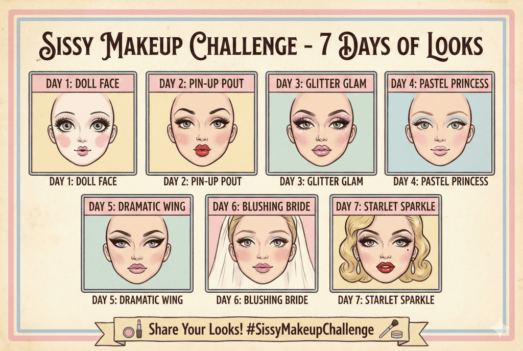 Sissy Makeup Challenge - 7 Days of Looks