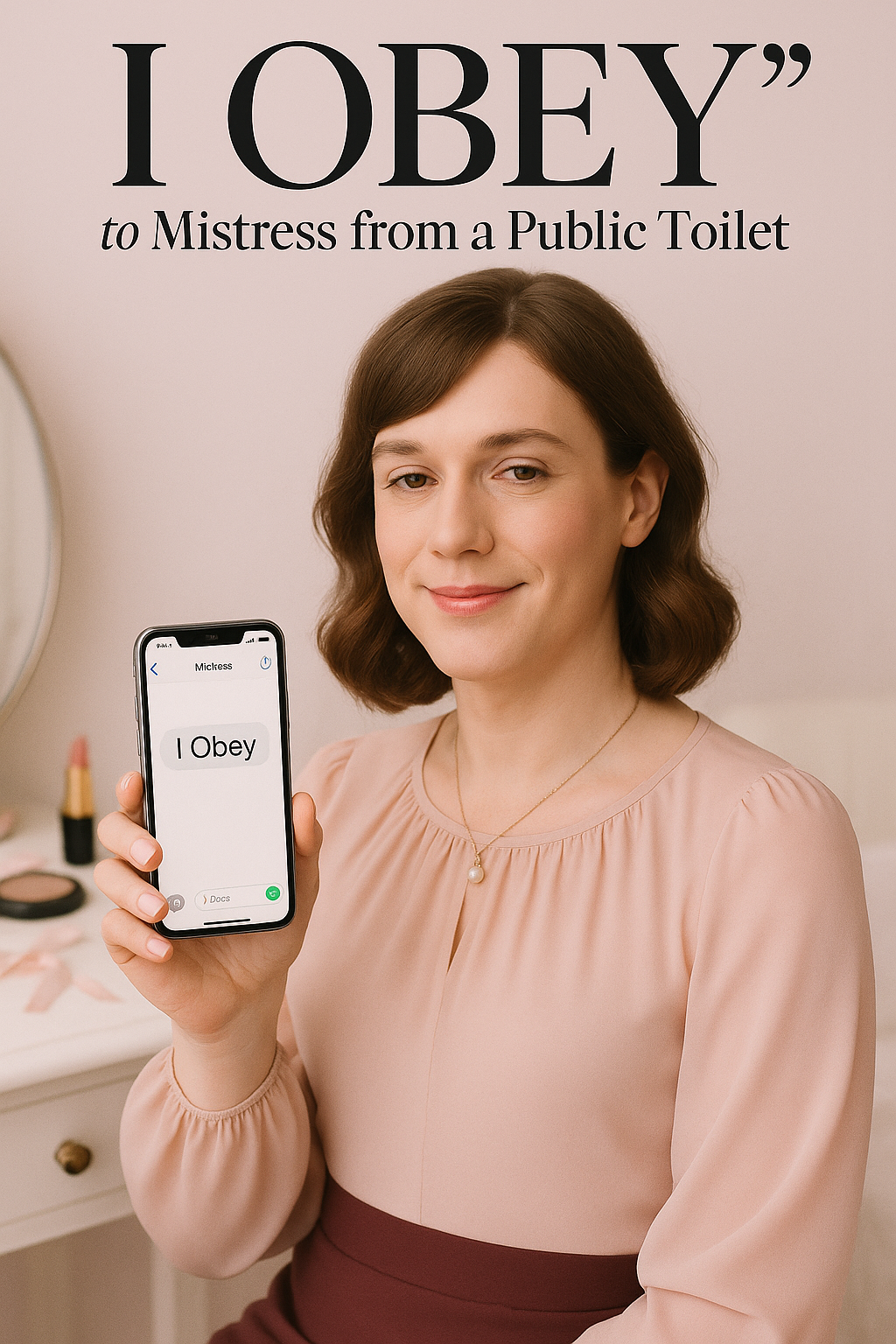 Text “I Obey” to Mistress from a Public Toilet