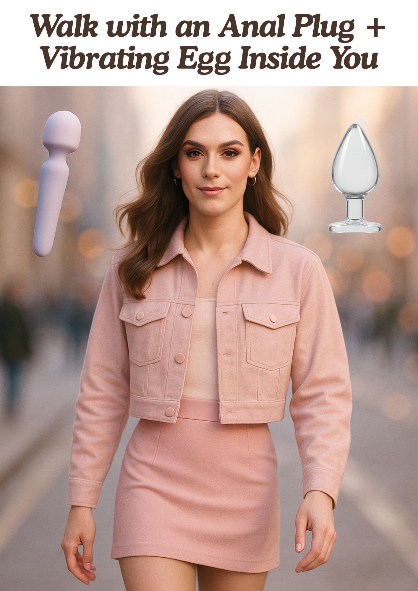 Walk with an Anal Plug + Vibrating Egg Inside You
