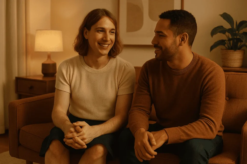 feminization-partner-conversation-sofa