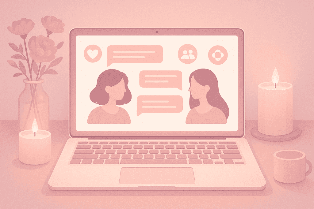 Online sissy communities and socialization spaces illustration.