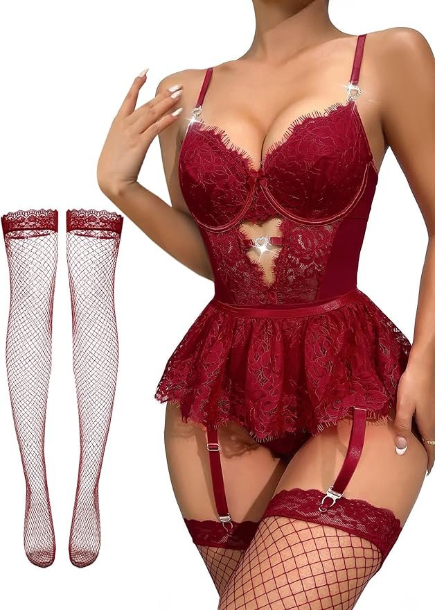 Adjustable Three-Piece Garter Lingerie Set
