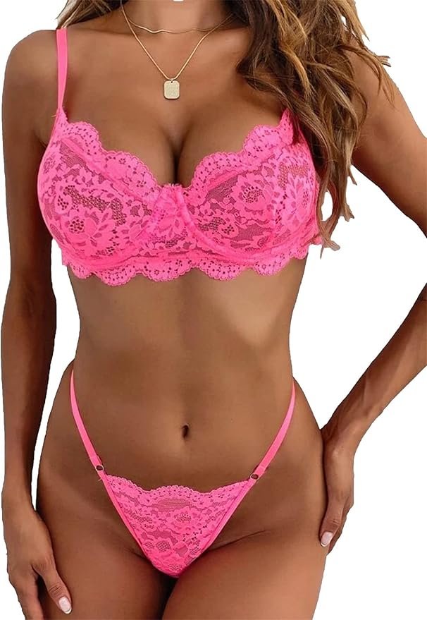 Plus-Size Stretch Lace Lingerie Set