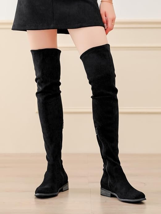 Stable Block-Heel Thigh-High Boots