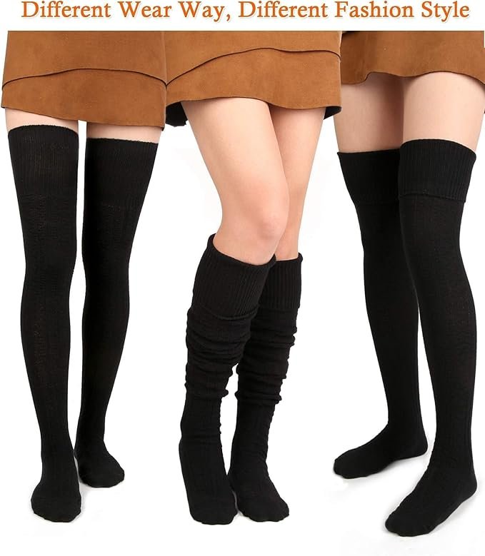 Warm Knit Thigh-High Stockings